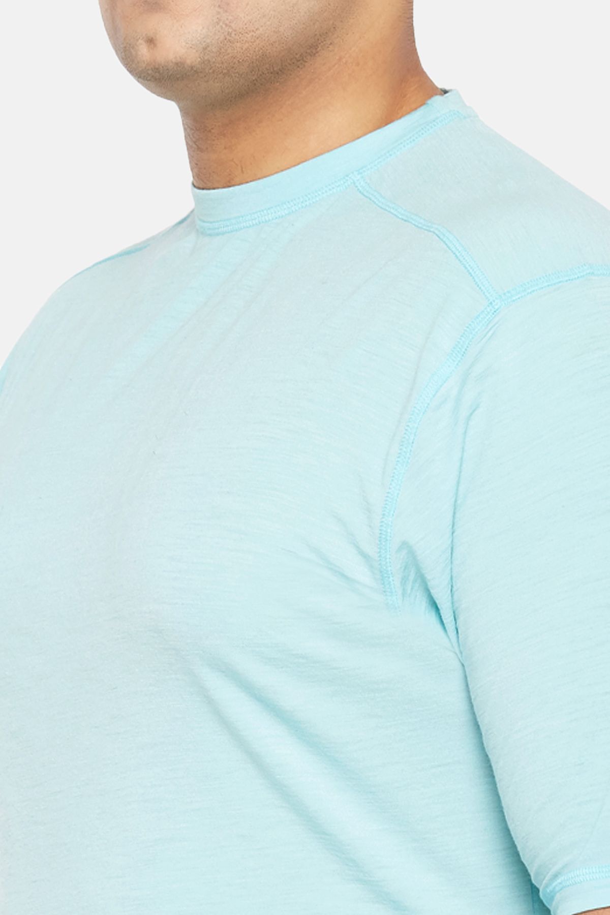 Men's Aqua Merino-Bamboo Half Sleeves Plus Size Thermal Vest
